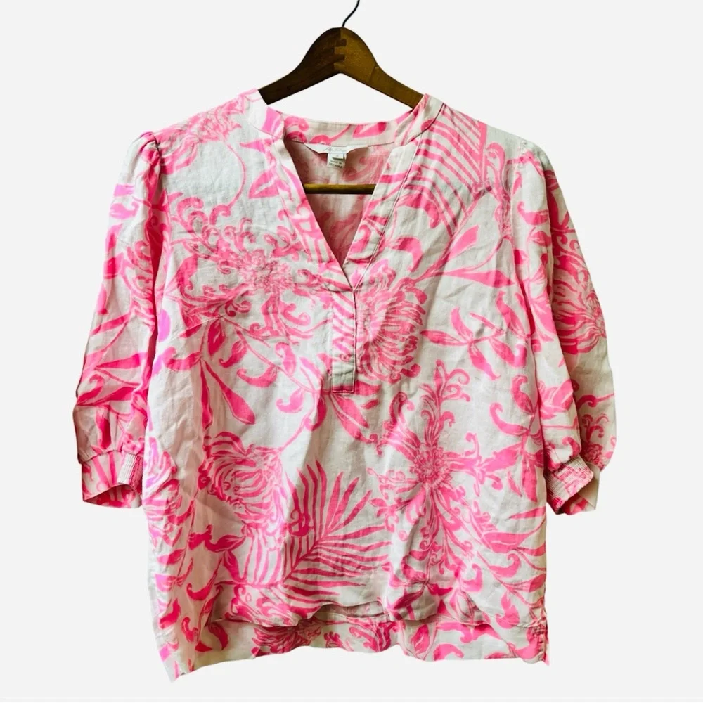 Lilly Pulitzer Mialeigh Elbow Sleeve Linen Top